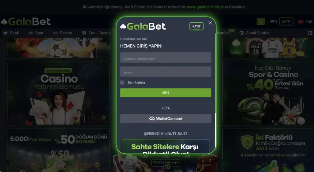 galabet giriş ekranı